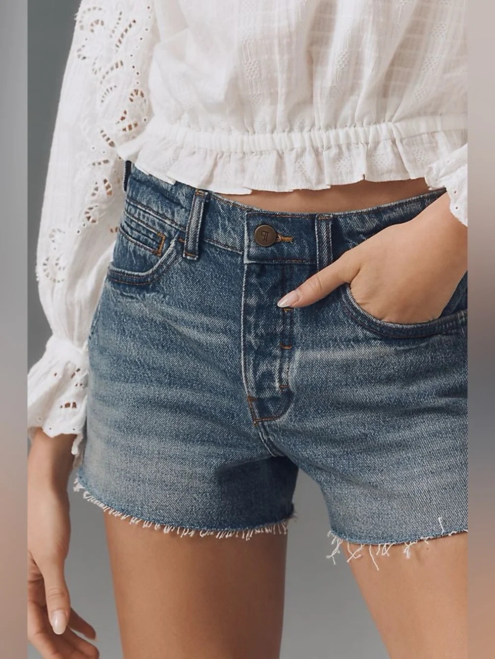 Pilcro Devon Button Fly Denim Cutoff Shorts Light Wash Size 25